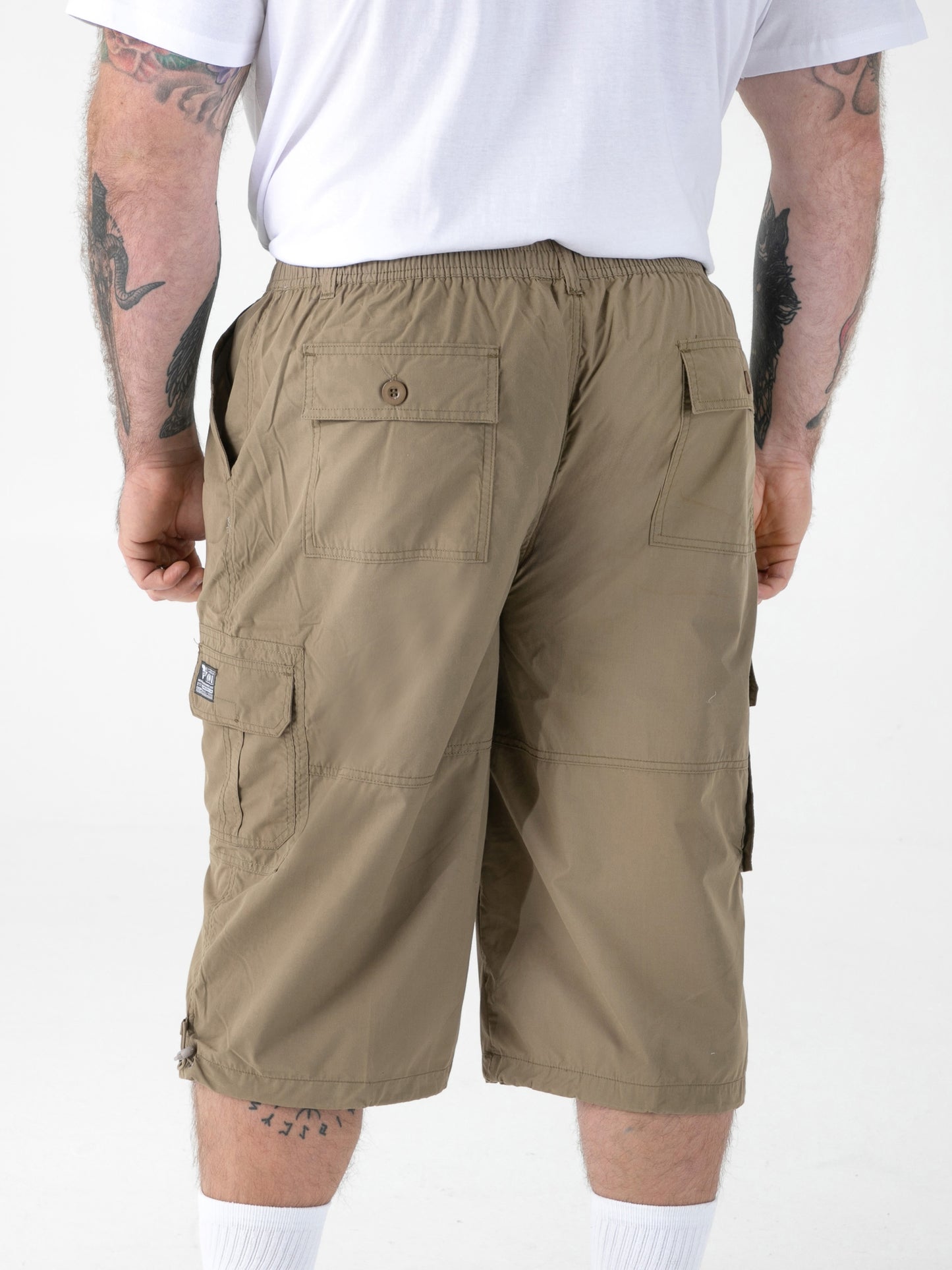 MASON -D555 Stone Cargo Capri Pant with Leg Pockets