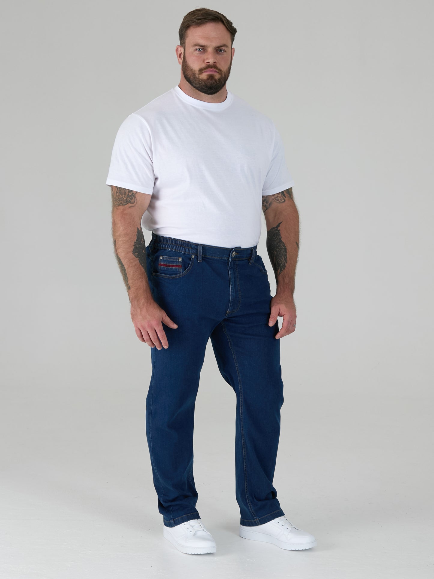 BAILEY -DUKE Blue Stonewash Relaxed Comfort Stretch Jeans with Elasticated Waist