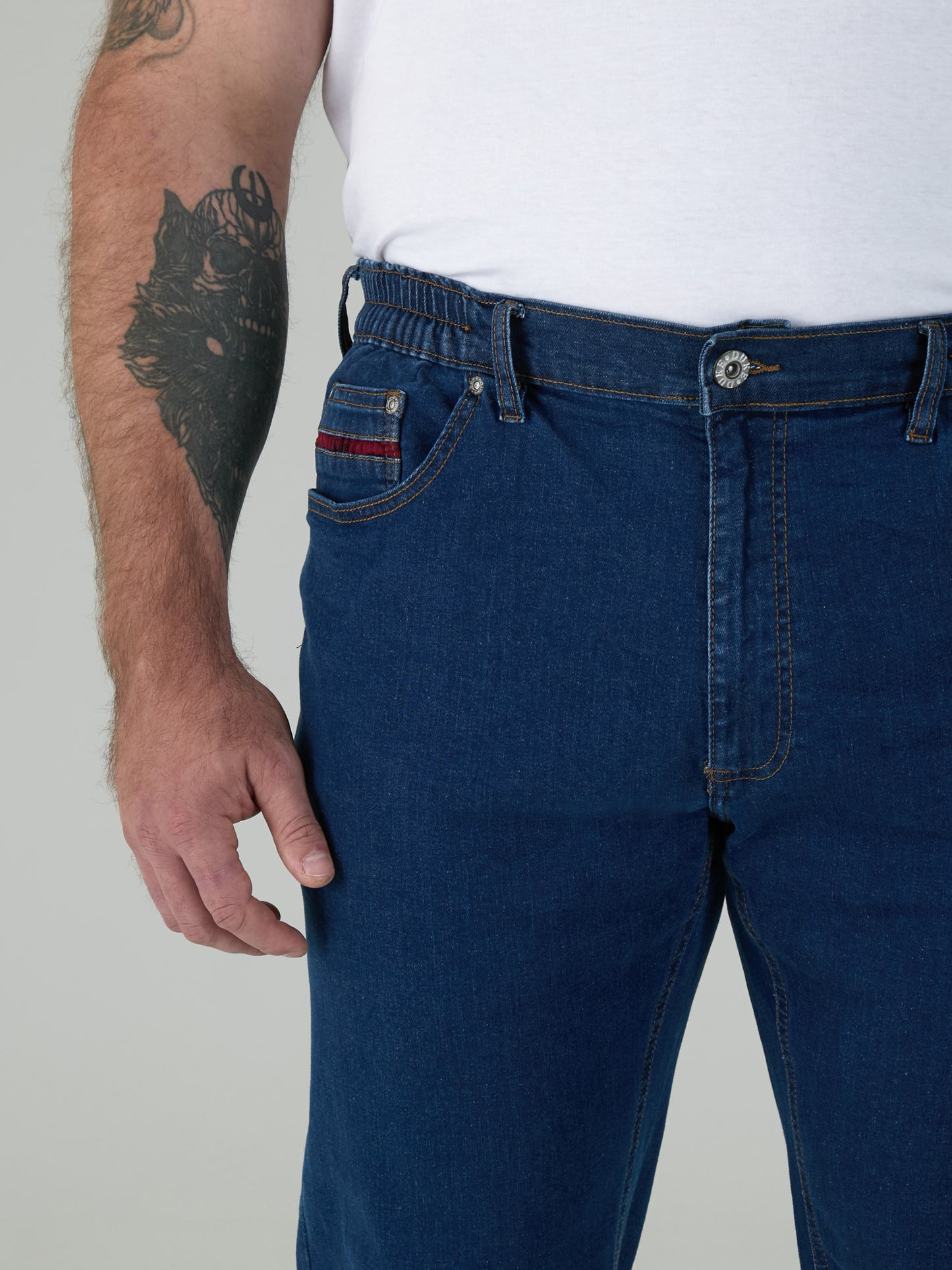 BAILEY -DUKE Blue Stonewash Relaxed Comfort Stretch Jeans with Elasticated Waist