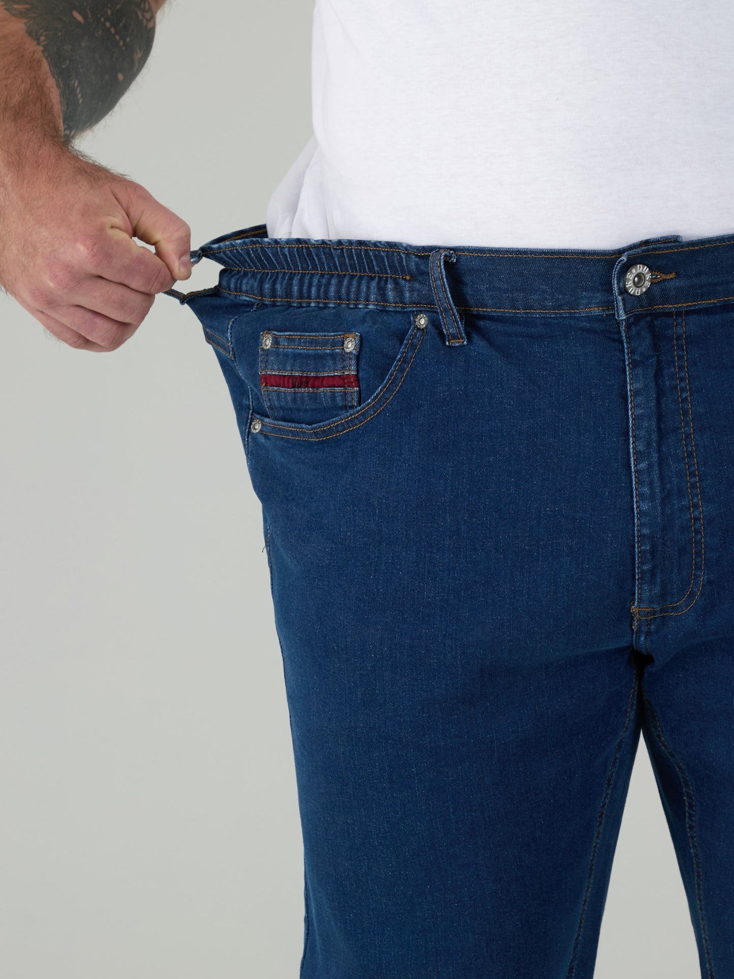 BAILEY -DUKE Blue Stonewash Relaxed Comfort Stretch Jeans with Elasticated Waist
