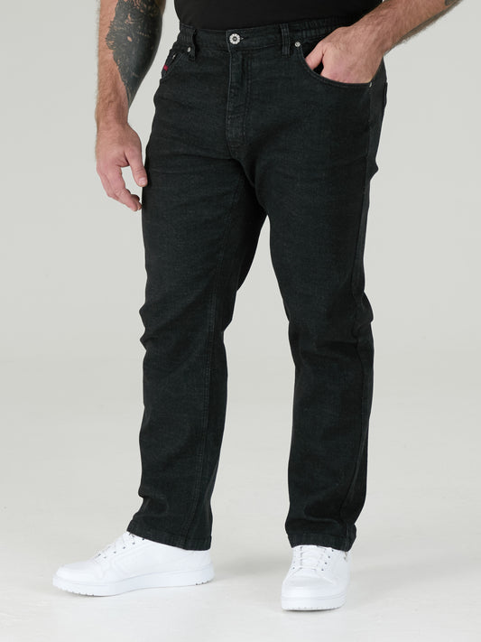 BALFOUR -DUKE Black Relaxed Comfort Fit Stretch Jeans with Elasticated Waist