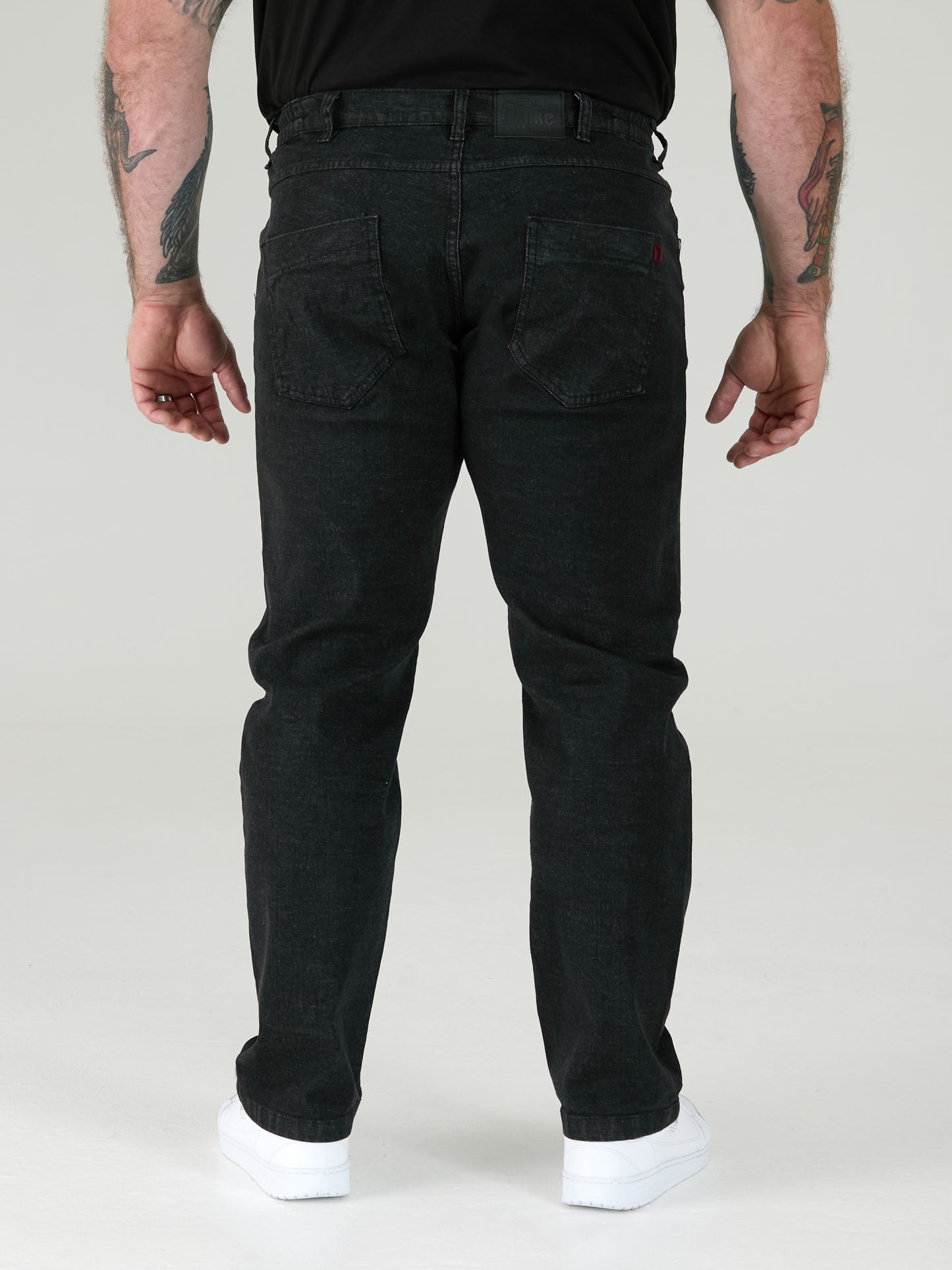 BALFOUR -DUKE Black Relaxed Comfort Fit Stretch Jeans with Elasticated Waist