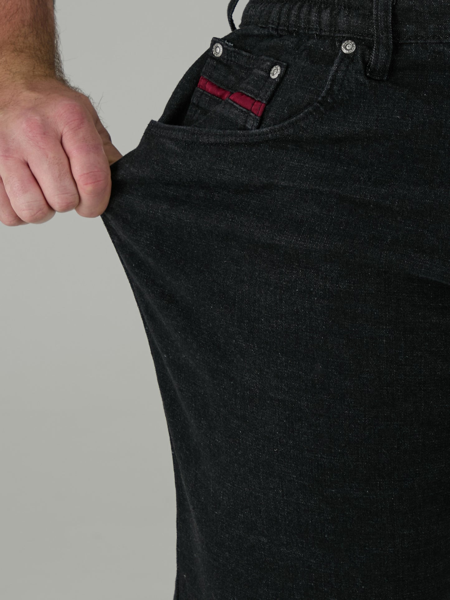 BALFOUR -DUKE Black Relaxed Comfort Fit Stretch Jeans with Elasticated Waist