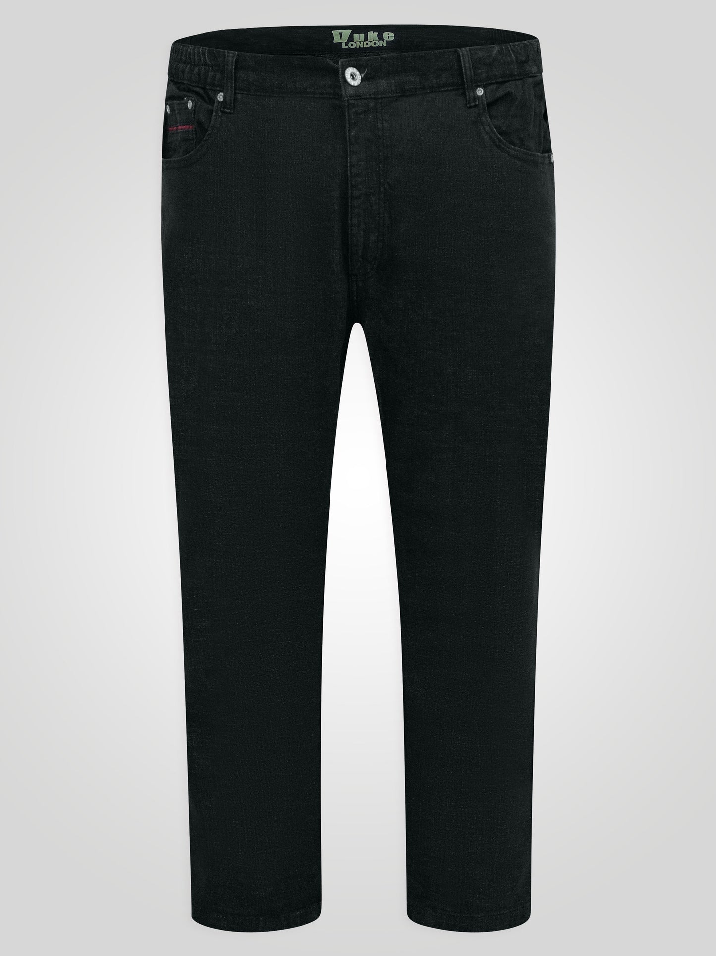 BALFOUR -DUKE Black Relaxed Comfort Fit Stretch Jeans with Elasticated Waist