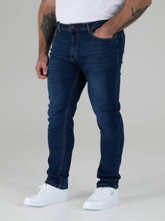 AMBROSE -D555 Vintage Blue Tapered Fit Stretch Jeans