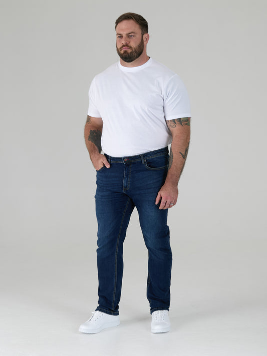 AMBROSE -D555 Vintage Blue Tapered Fit Stretch Jeans