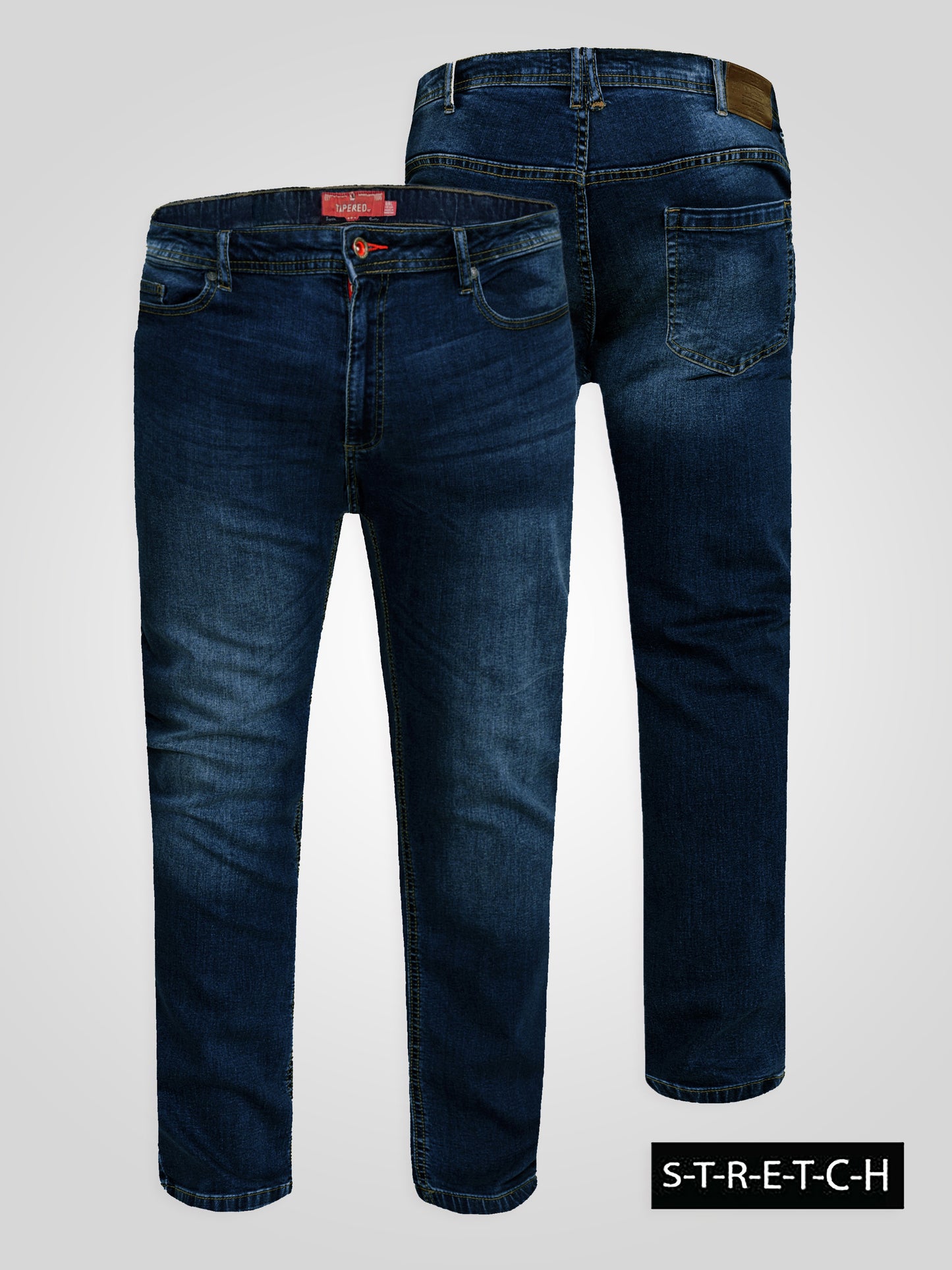 AMBROSE -D555 Vintage Blue Tapered Fit Stretch Jeans