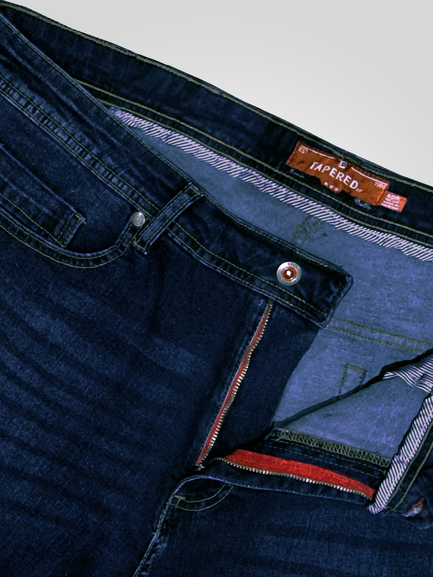 AMBROSE -D555 Vintage Blue Tapered Fit Stretch Jeans
