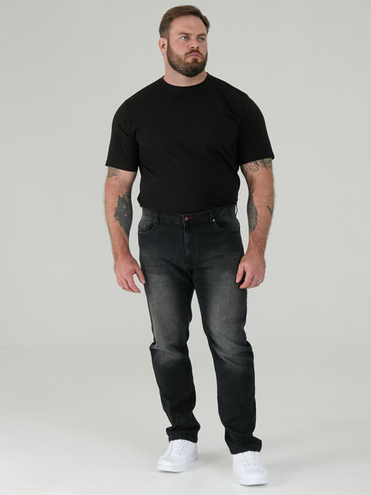 BENSON -D555 Grey Stonewash Tapered Fit Stretch Jeans