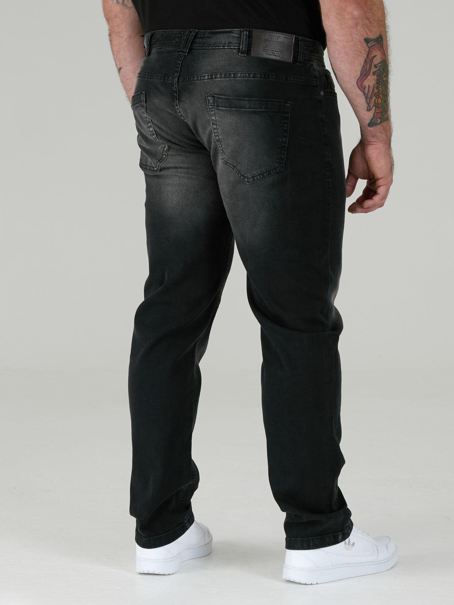 BENSON -D555 Grey Stonewash Tapered Fit Stretch Jeans