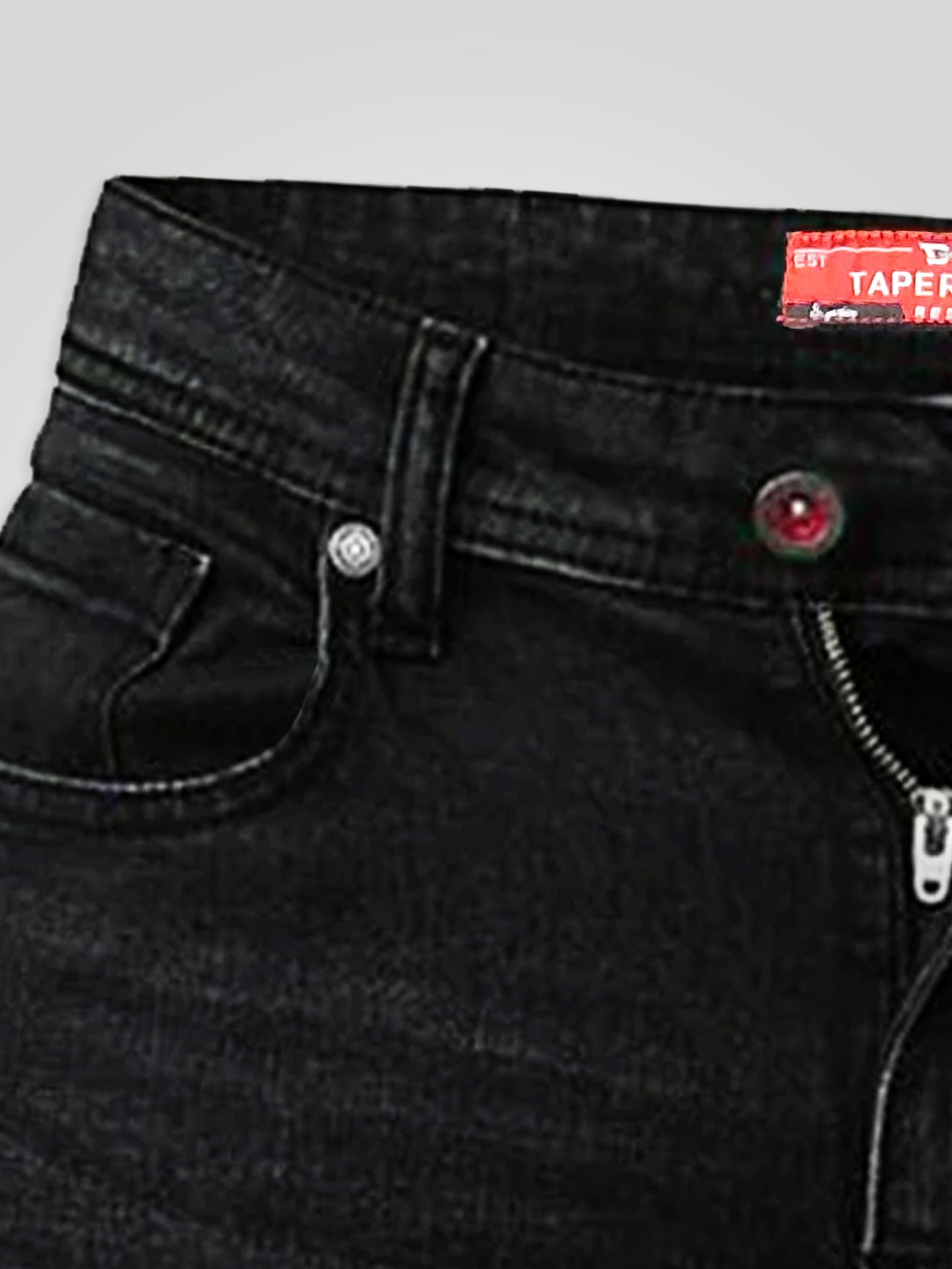 BENSON -D555 Grey Stonewash Tapered Fit Stretch Jeans