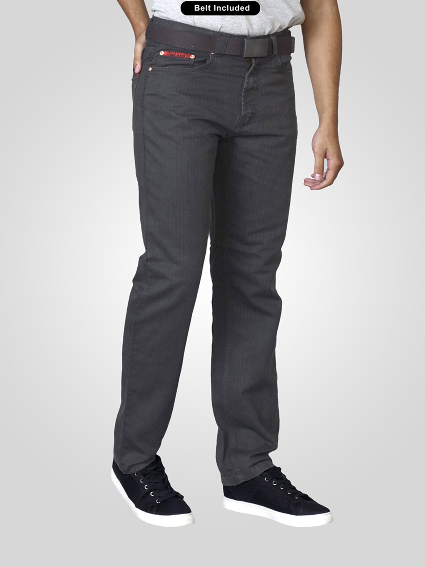 CANARY -DUKE Charcoal Bedford Cord Jeans with Belt