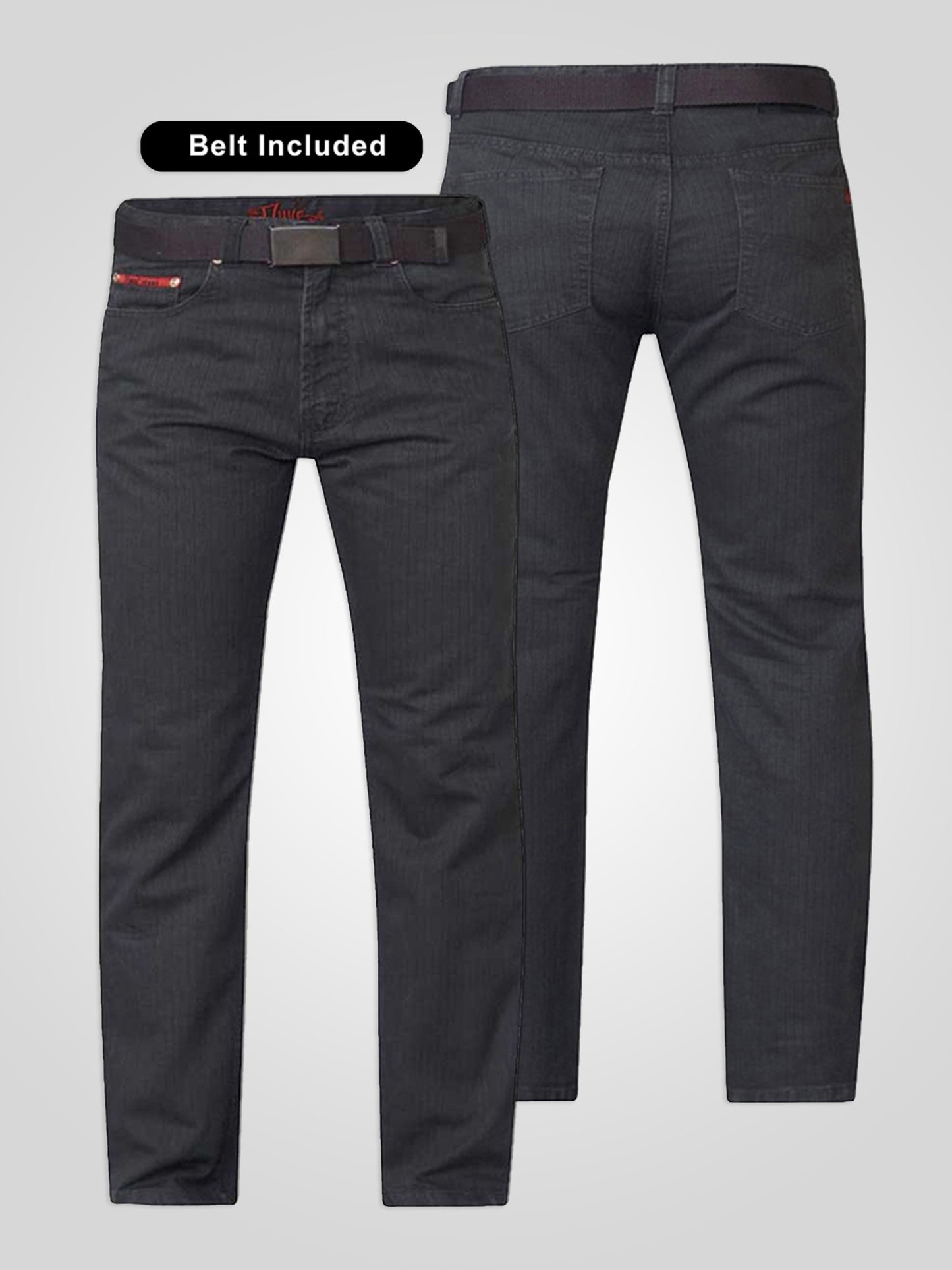 CANARY -DUKE Charcoal Bedford Cord Jeans with Belt