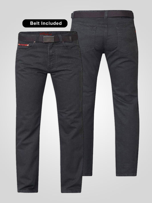 CANARY -DUKE Charcoal Bedford Cord Jeans with Belt