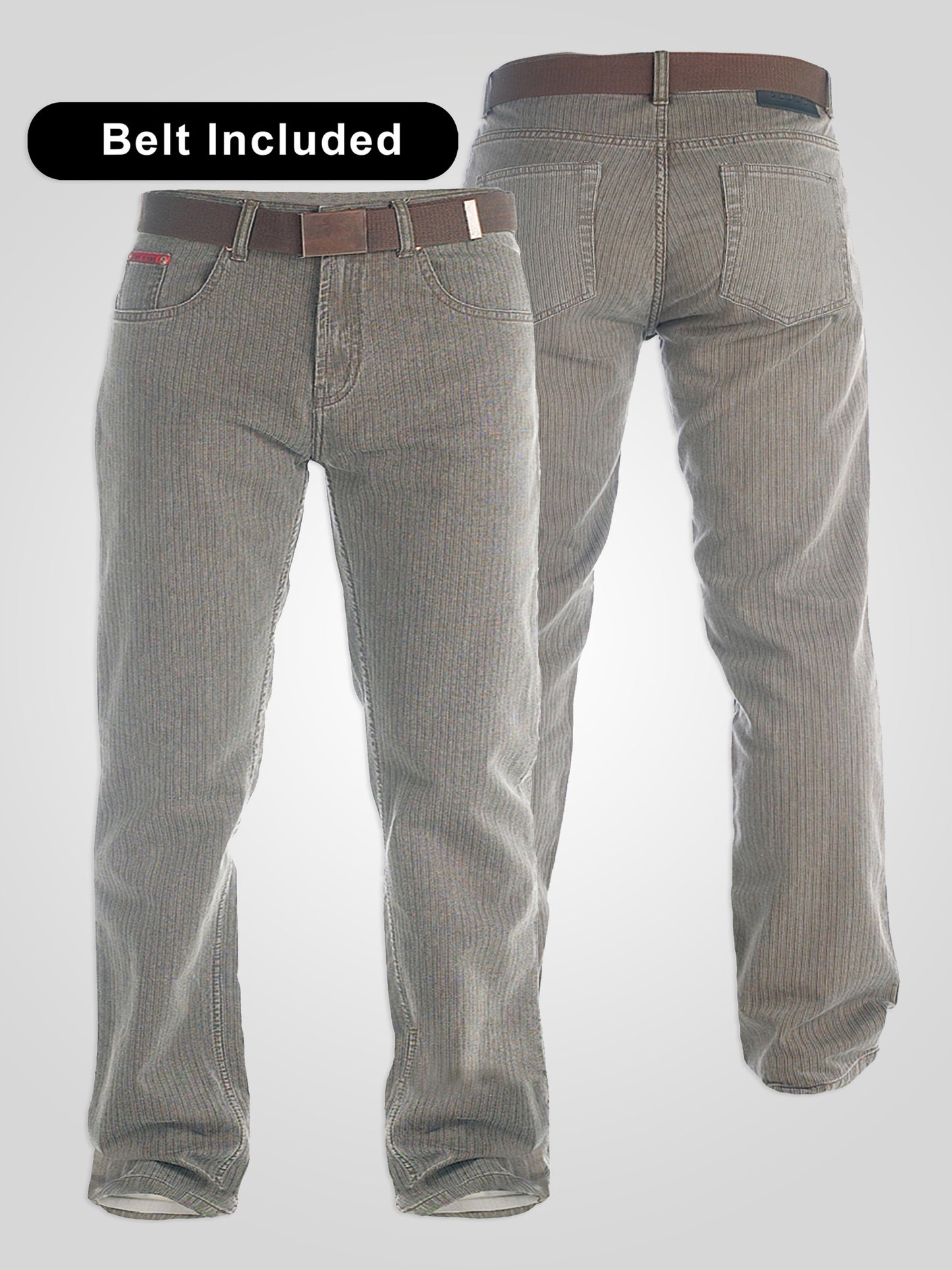 BRIAN -DUKE Brown Bedford Cord Jeans with Belt