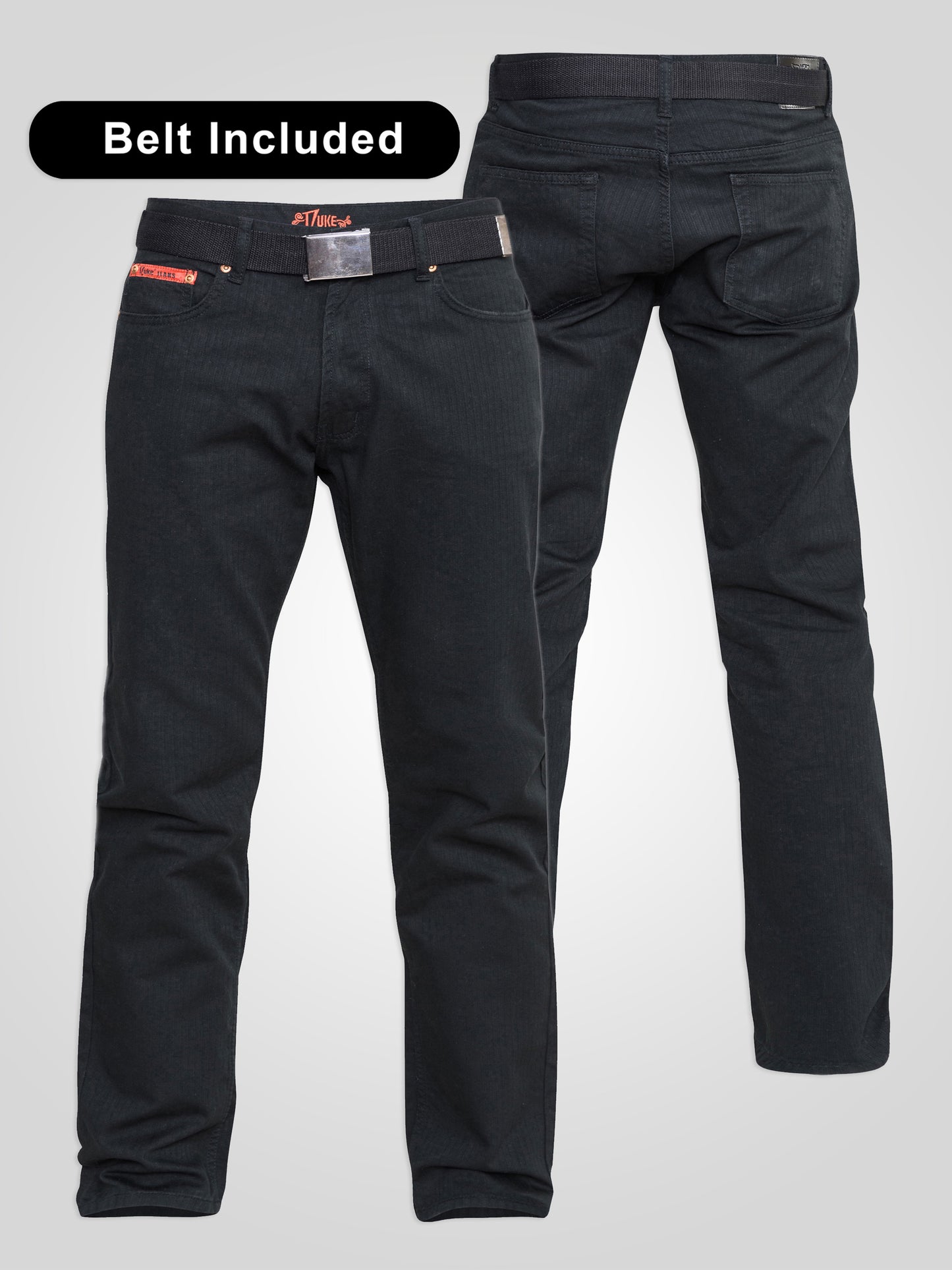 MARIO -DUKE Black Bedford Cord Jeans with Belt