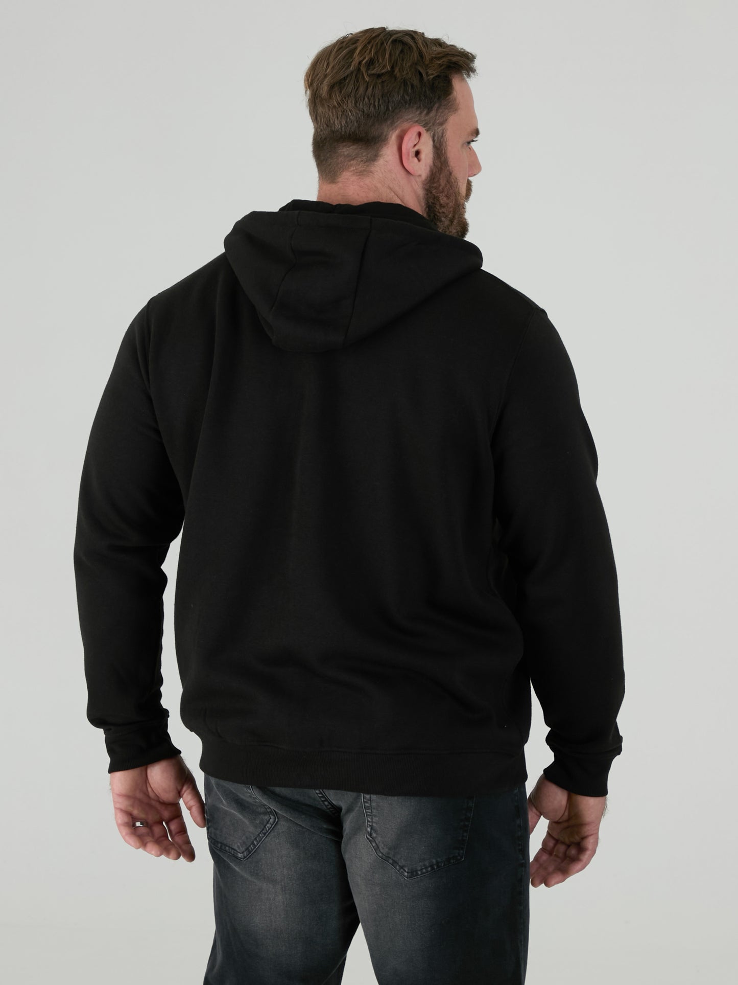 CANTOR-D555 Black Heavy Weight Zip Through Hooded Sweatshirt