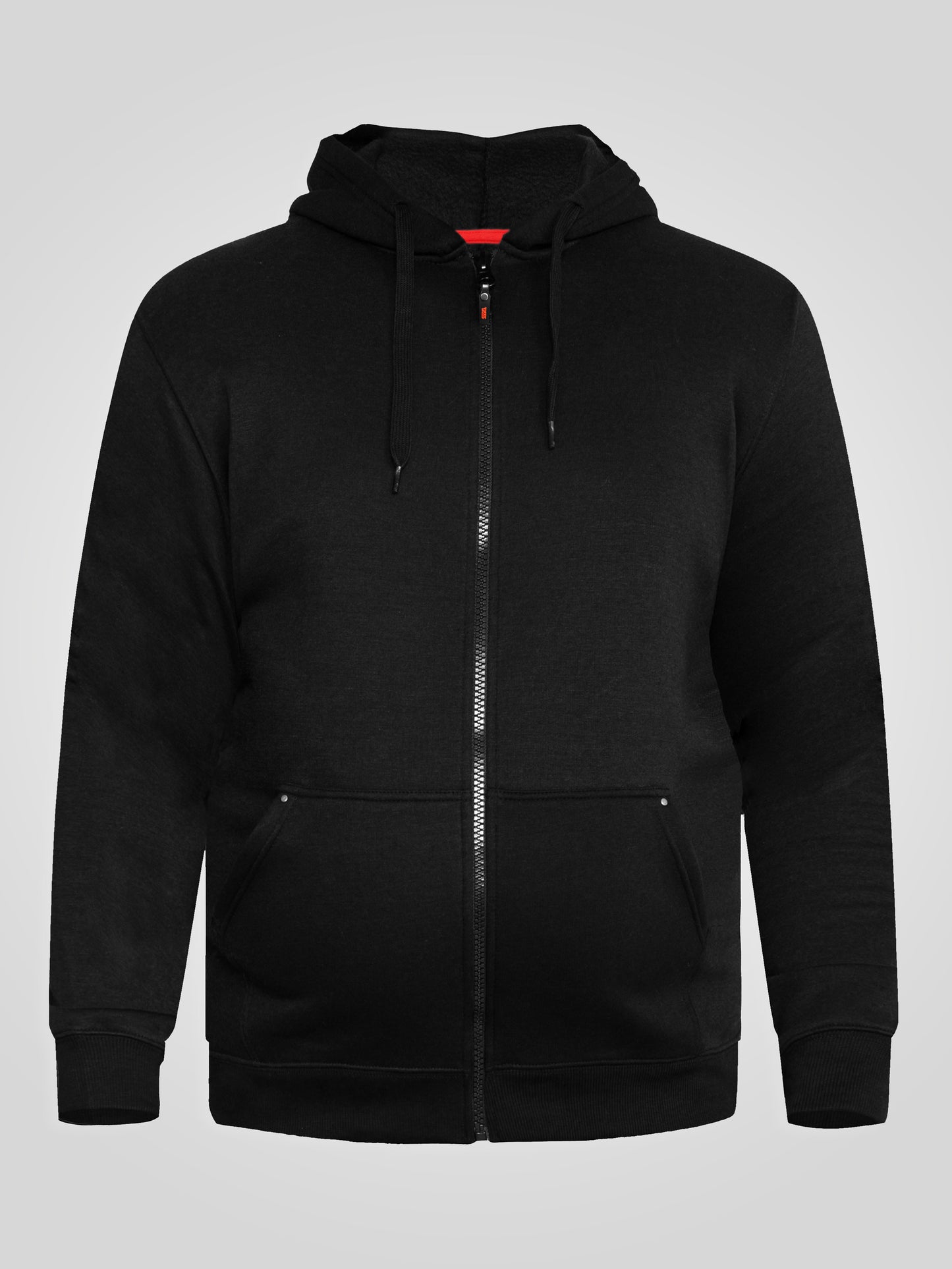 CANTOR-D555 Black Heavy Weight Zip Through Hooded Sweatshirt