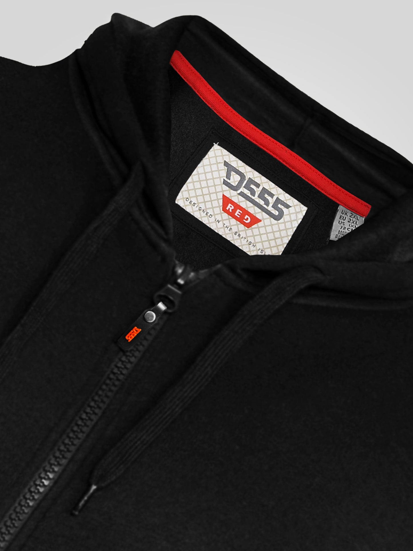 CANTOR-D555 Black Heavy Weight Zip Through Hooded Sweatshirt