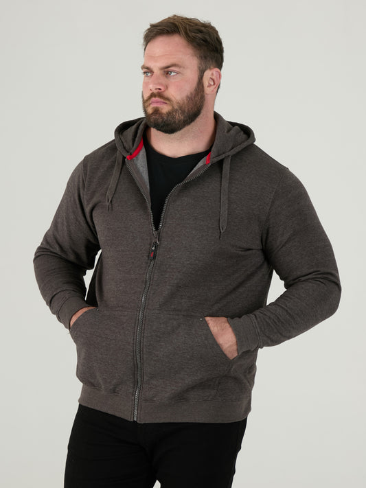 CANTOR-D555 Grey Heavy Weight Zip Through Hooded Sweatshirt