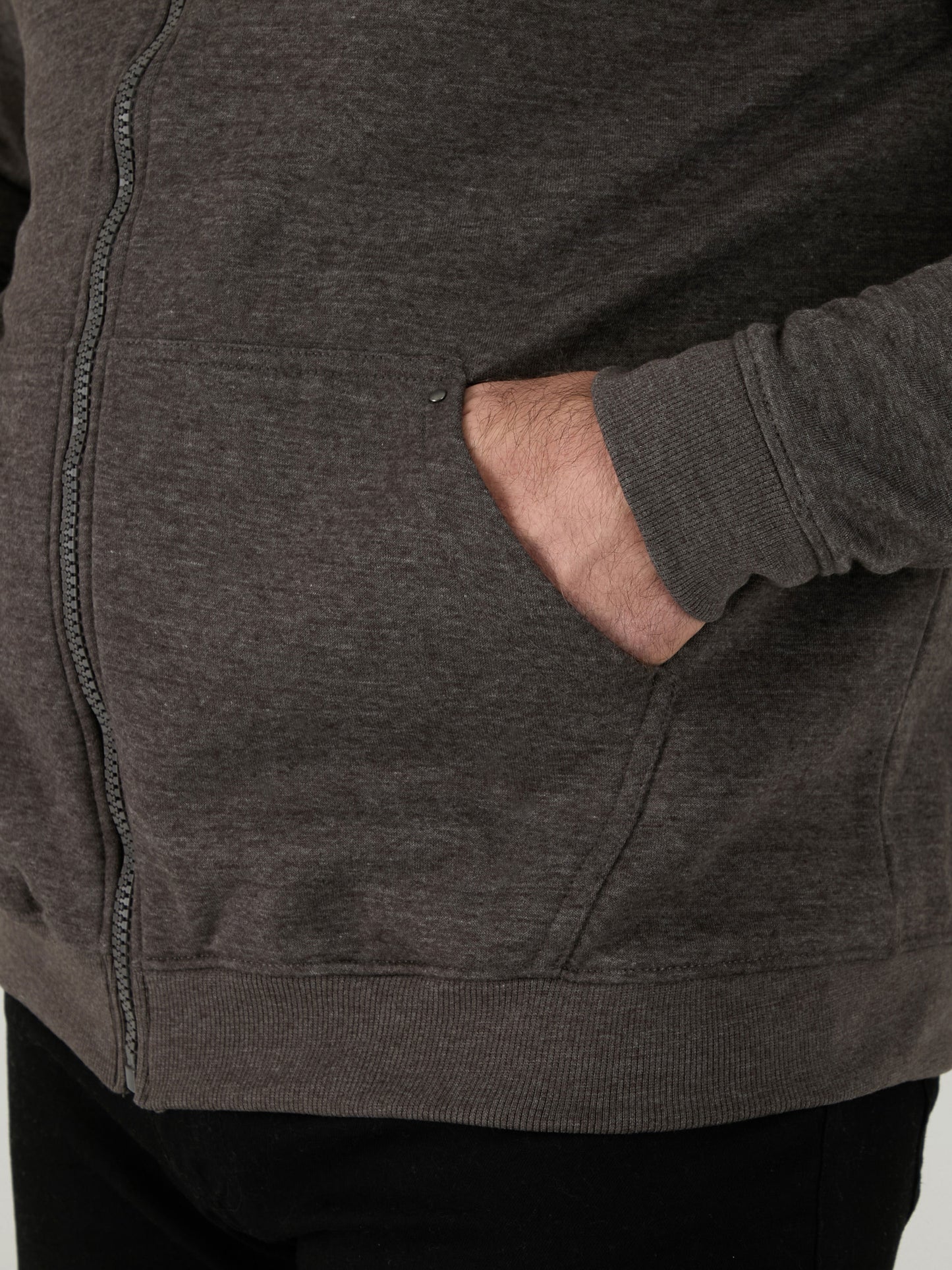 CANTOR-D555 Grey Heavy Weight Zip Through Hooded Sweatshirt