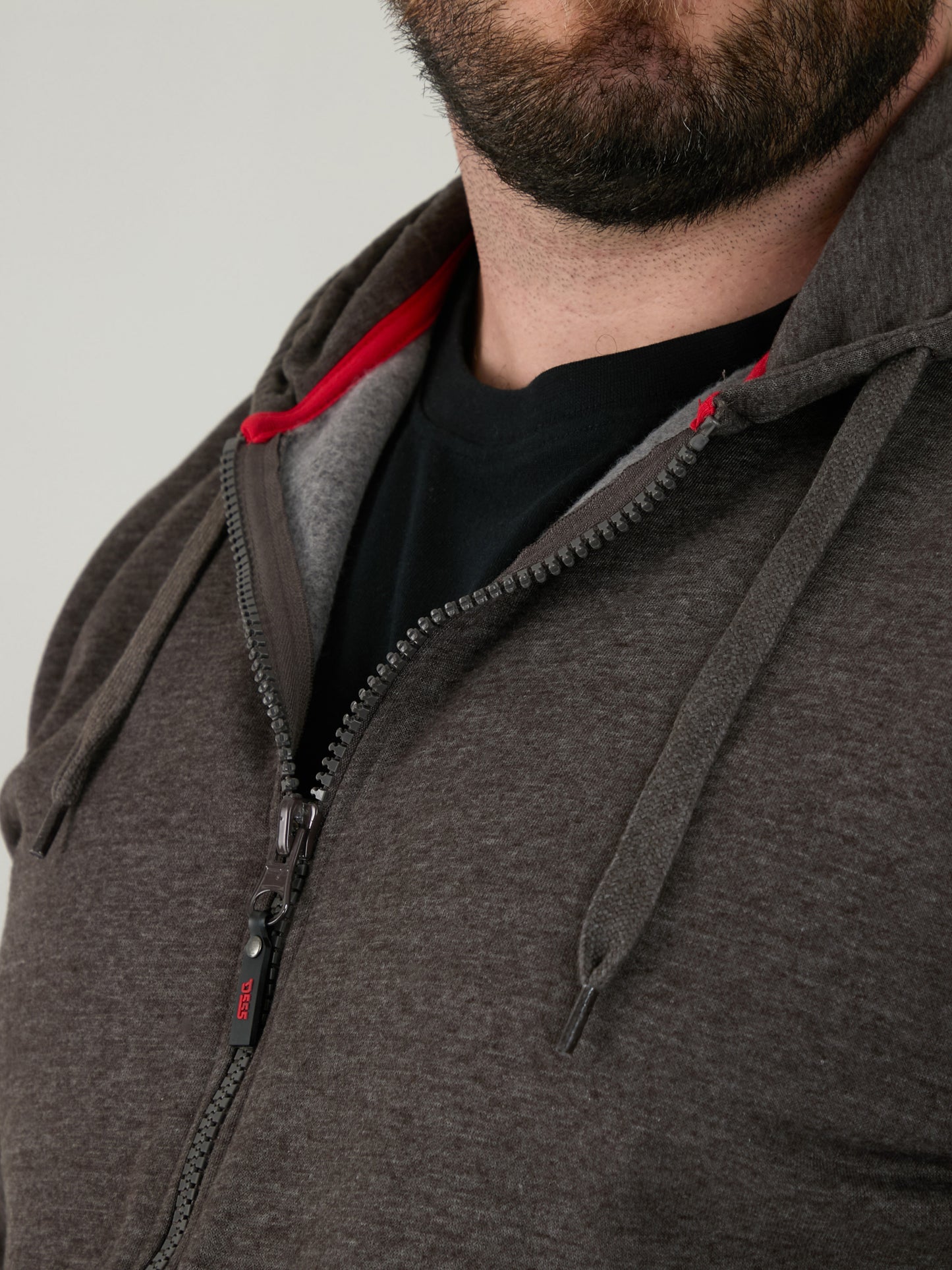 CANTOR-D555 Grey Heavy Weight Zip Through Hooded Sweatshirt