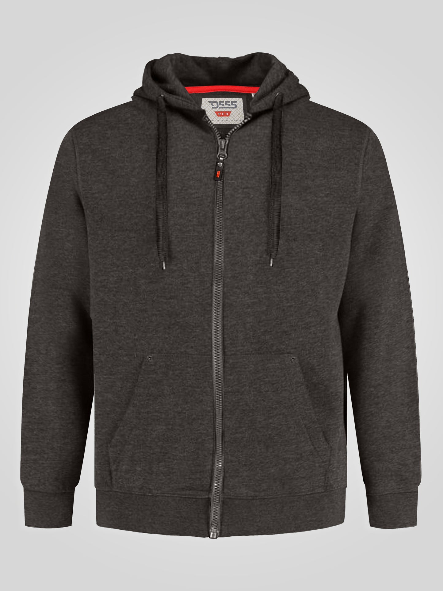 CANTOR-D555 Grey Heavy Weight Zip Through Hooded Sweatshirt