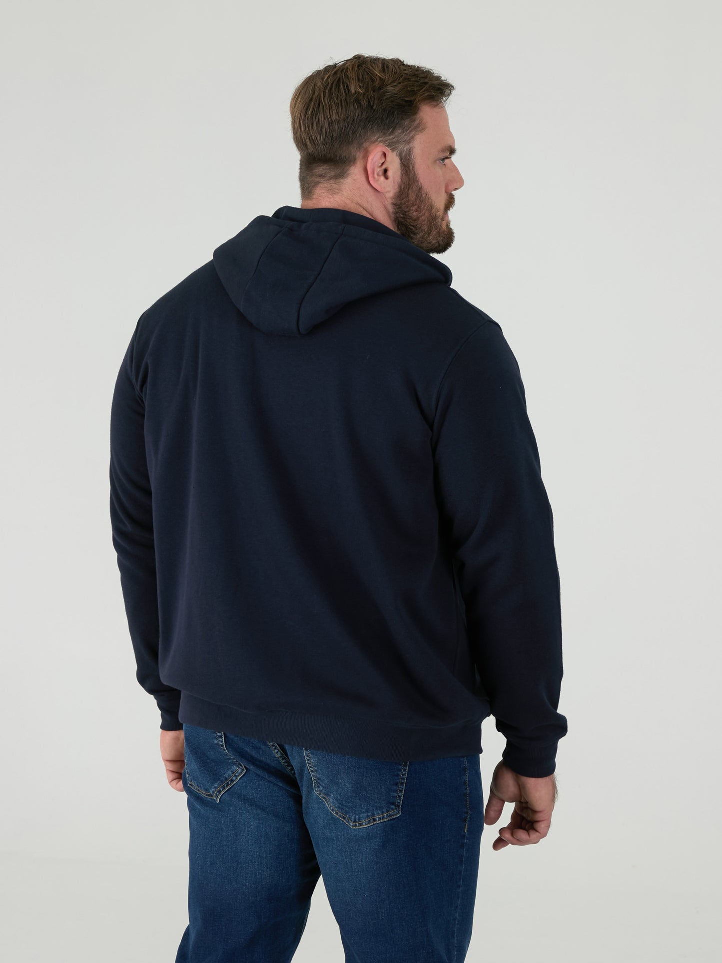 CANTOR-D555 Navy Blue Heavy Weight Zip Through Hooded Sweatshirt