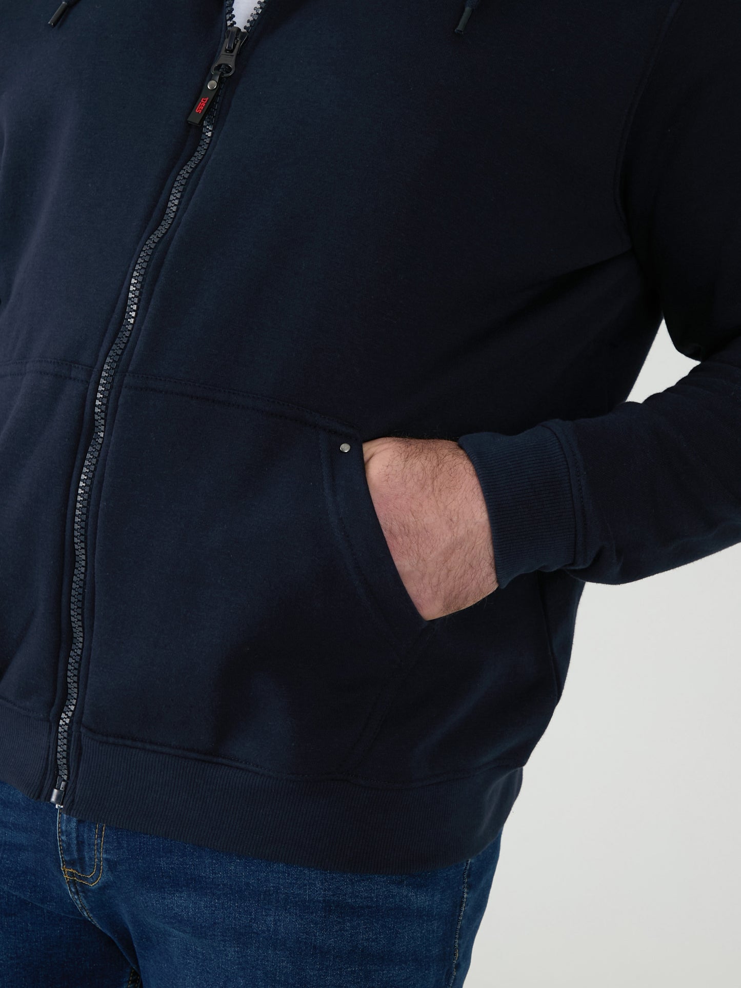 CANTOR-D555 Navy Blue Heavy Weight Zip Through Hooded Sweatshirt