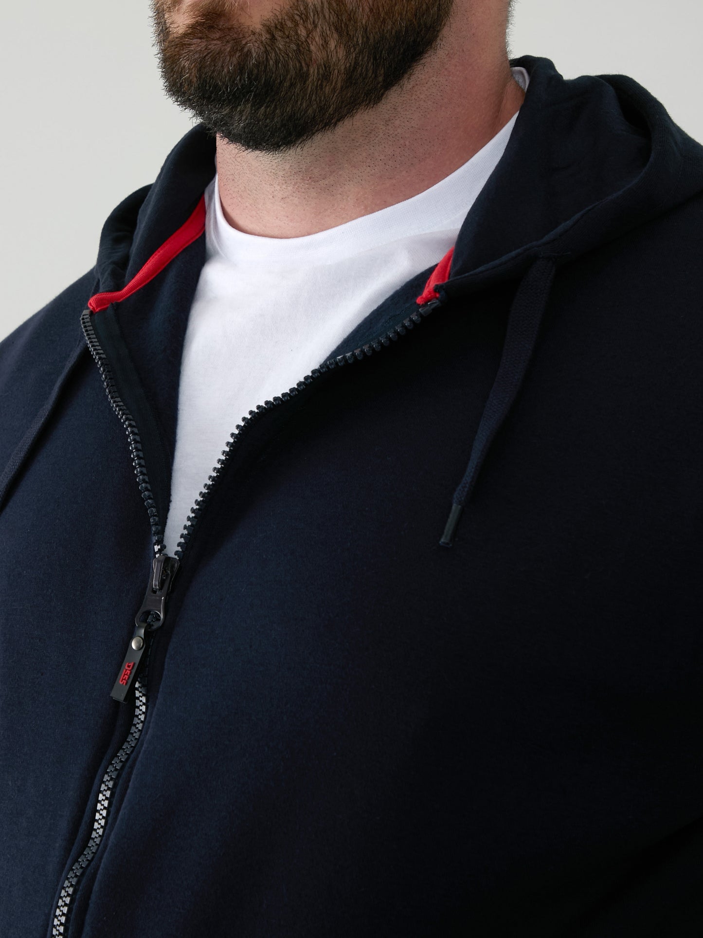 CANTOR-D555 Navy Blue Heavy Weight Zip Through Hooded Sweatshirt