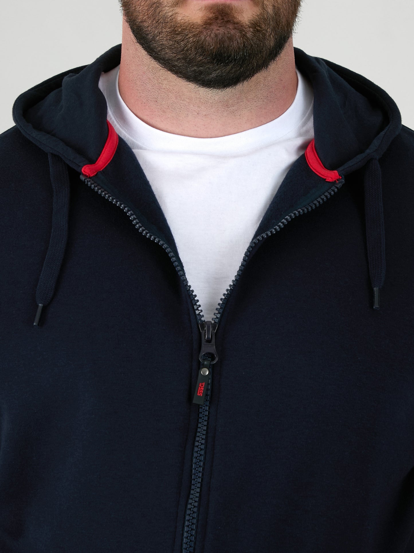 CANTOR-D555 Navy Blue Heavy Weight Zip Through Hooded Sweatshirt