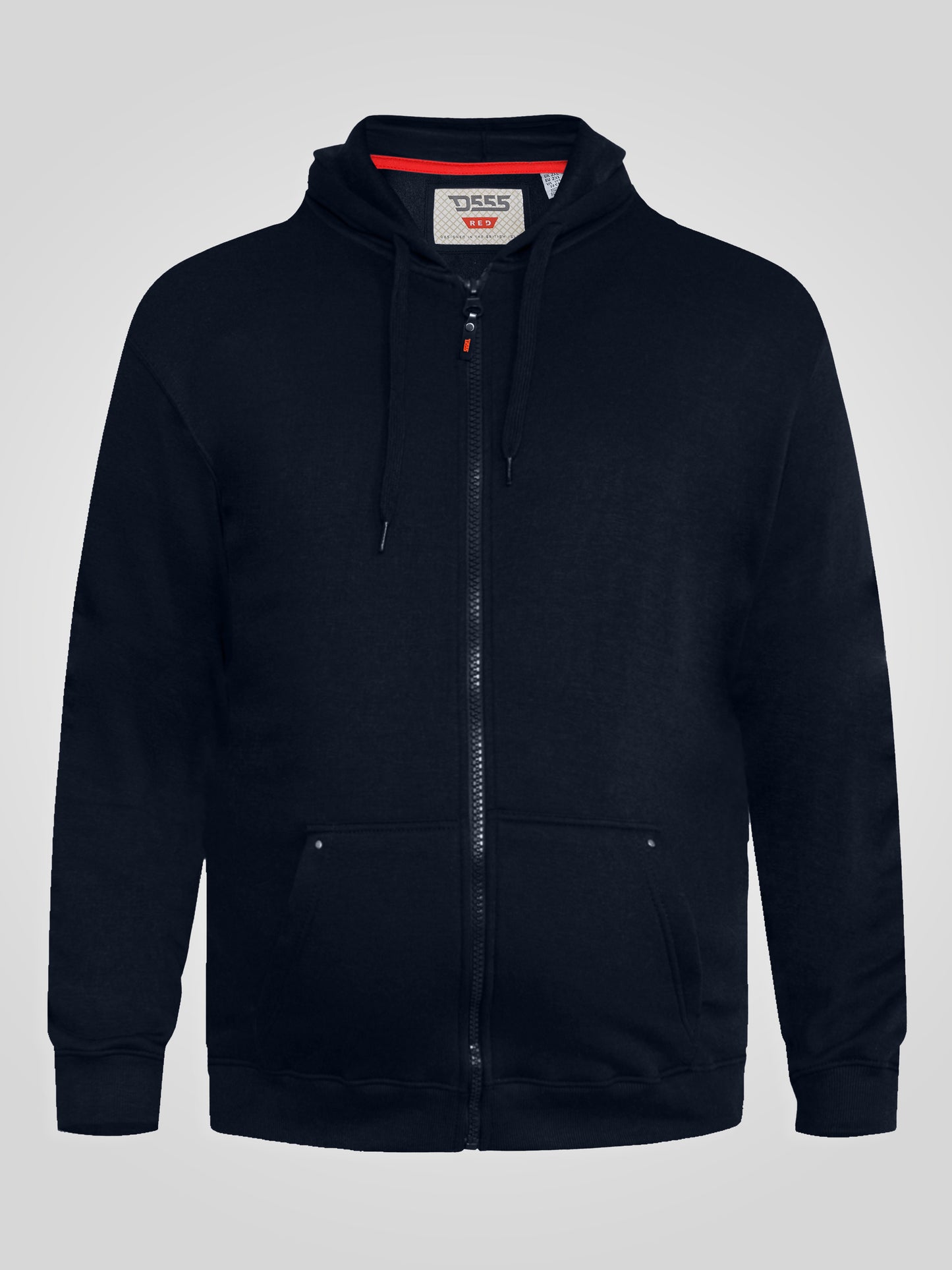 CANTOR-D555 Navy Blue Heavy Weight Zip Through Hooded Sweatshirt