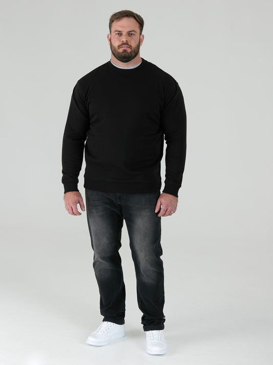 SWEAT -D555 Black Classic Crew Neck Sweatshirt