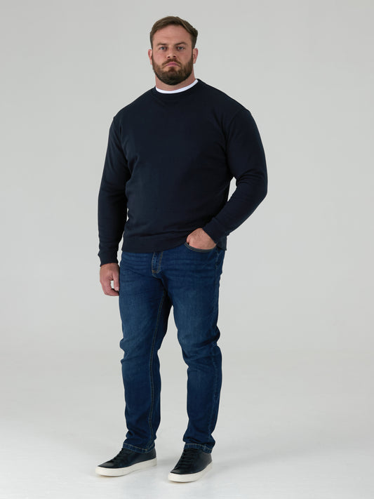 SWEAT -D555 Navy Blue Classic Crew Neck Sweatshirt