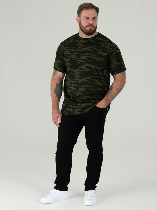 GASTON -D555 Green Camouflage Print Crew Neck T-Shirt