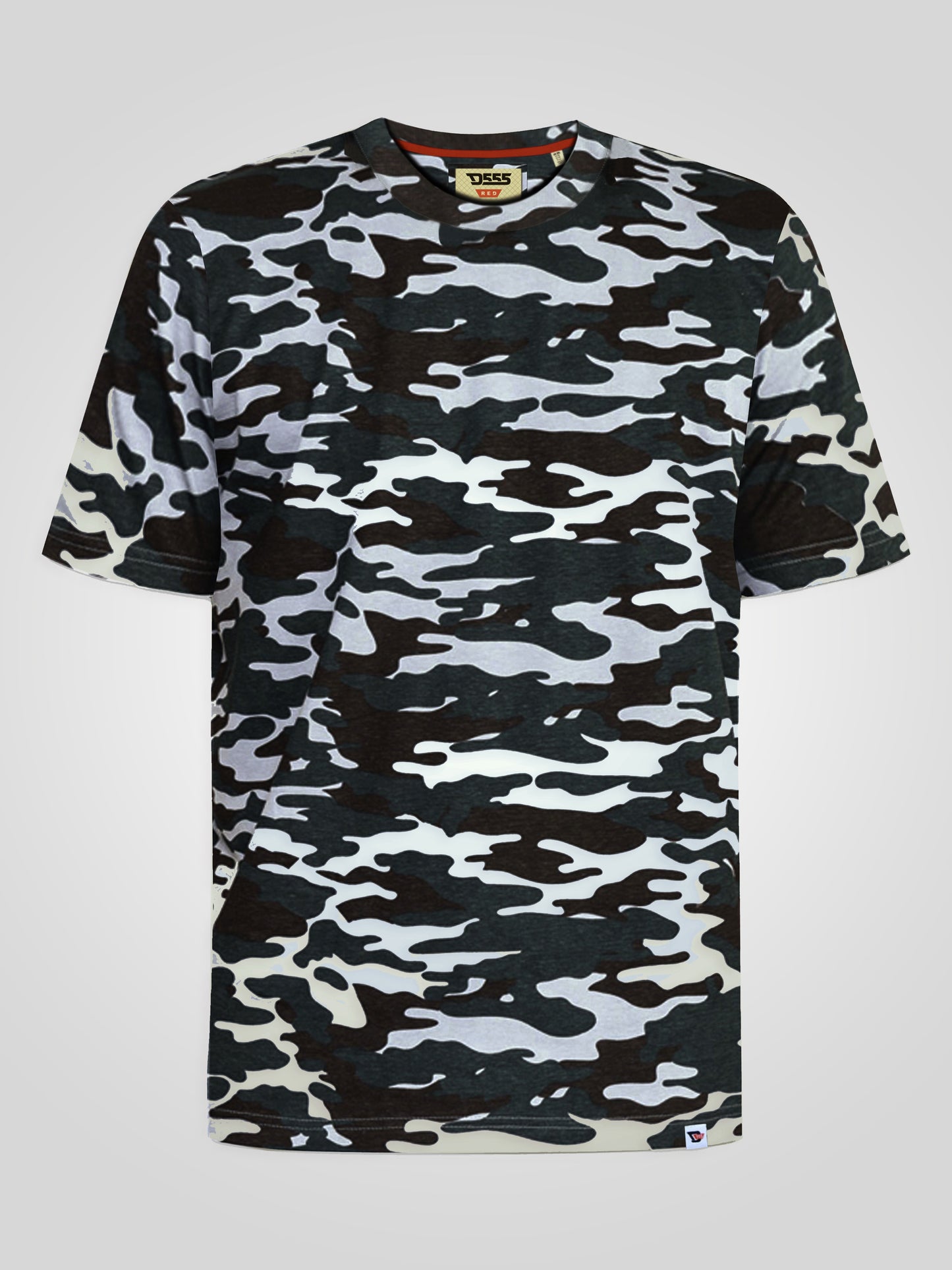 GASTON -D555 Grey Camouflage Print Crew Neck T-Shirt