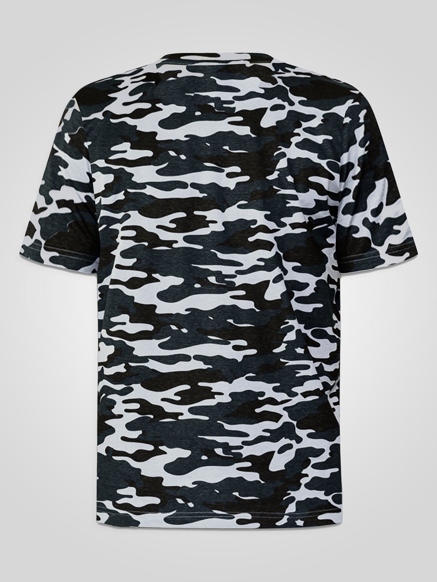 GASTON -D555 Grey Camouflage Print Crew Neck T-Shirt