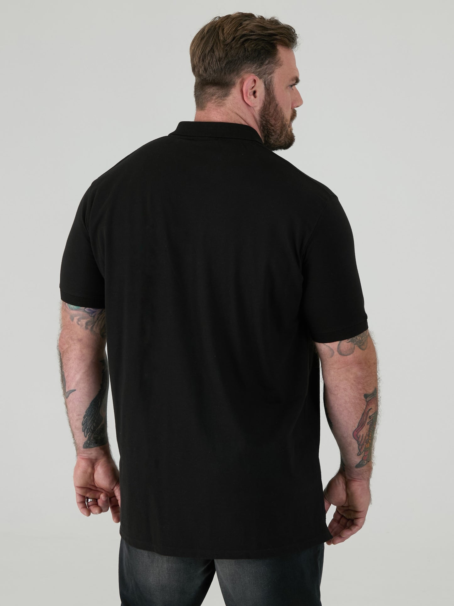 GRANT -D555 Black Combed Pique Polo Shirt with Pocket