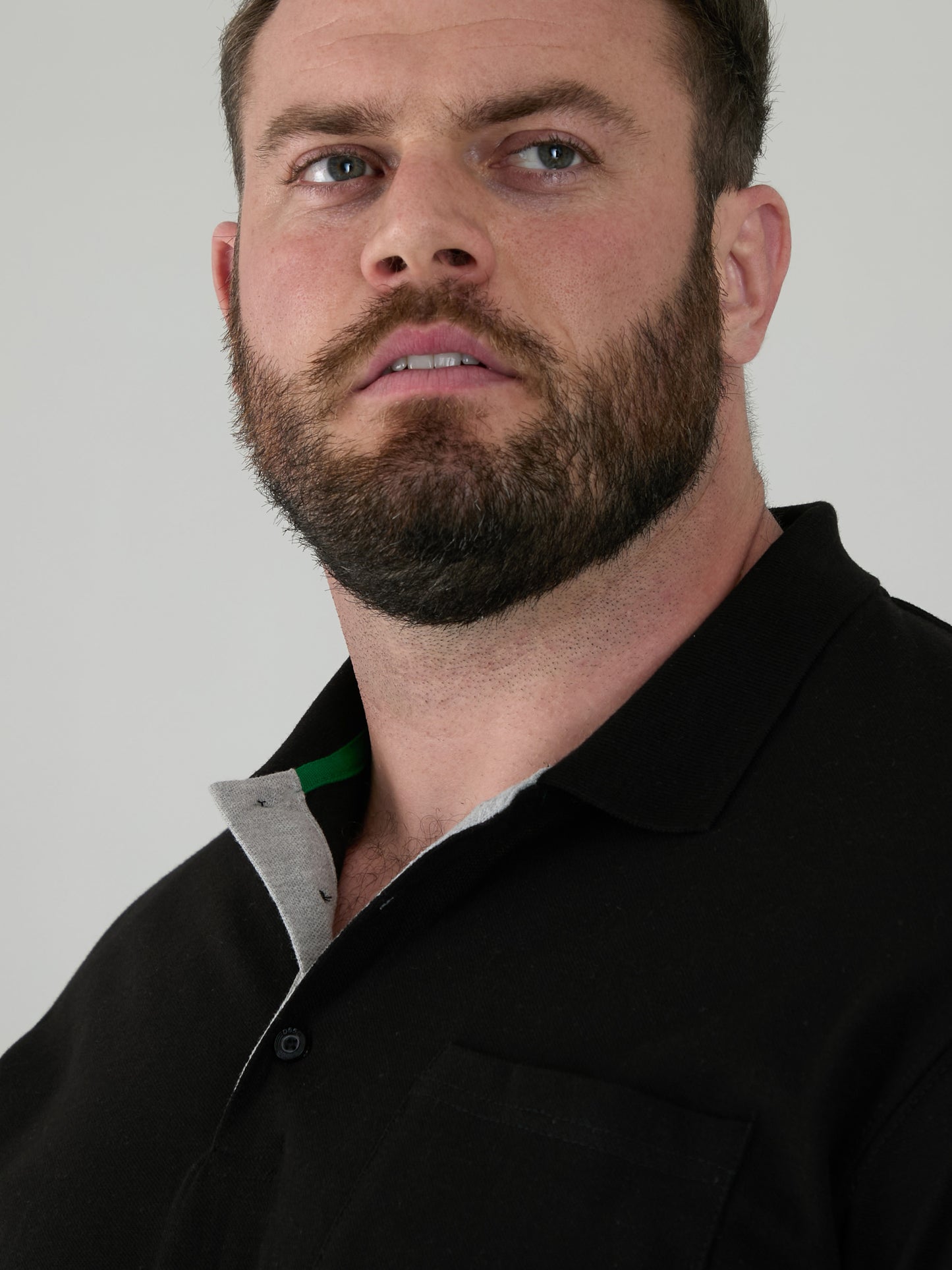 GRANT -D555 Black Combed Pique Polo Shirt with Pocket