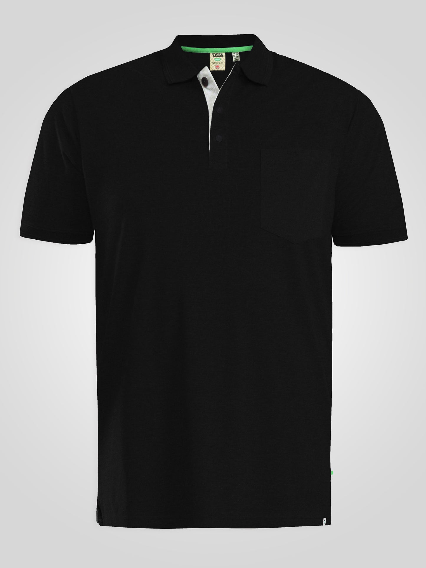 GRANT -D555 Black Combed Pique Polo Shirt with Pocket