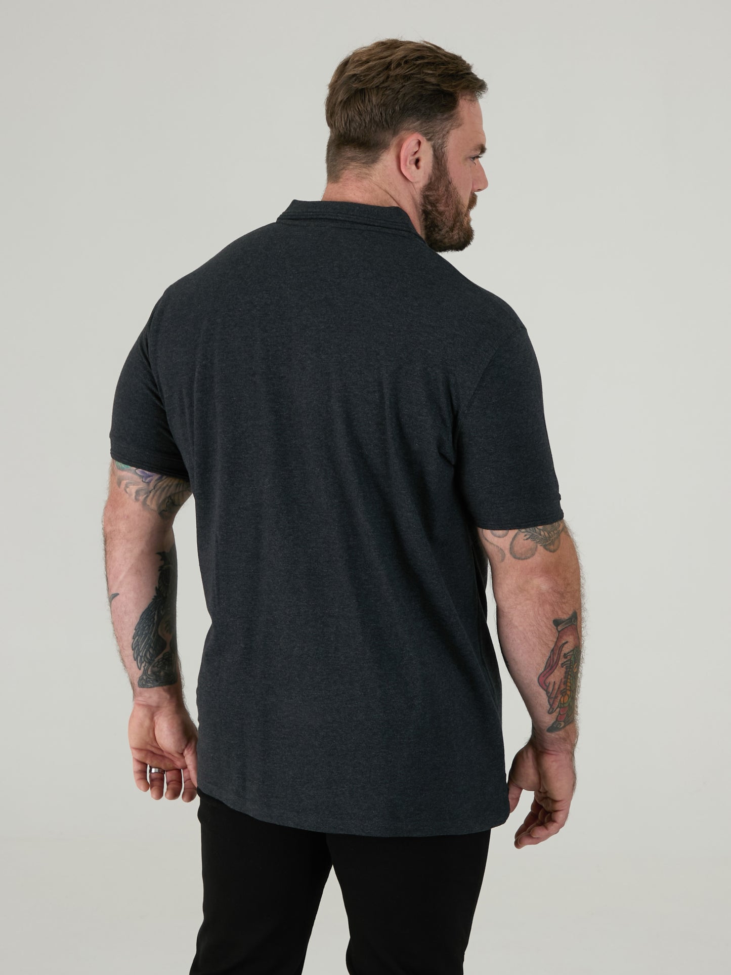 GRANT -D555 Charcoal Combed Pique Polo Shirt with Pocket