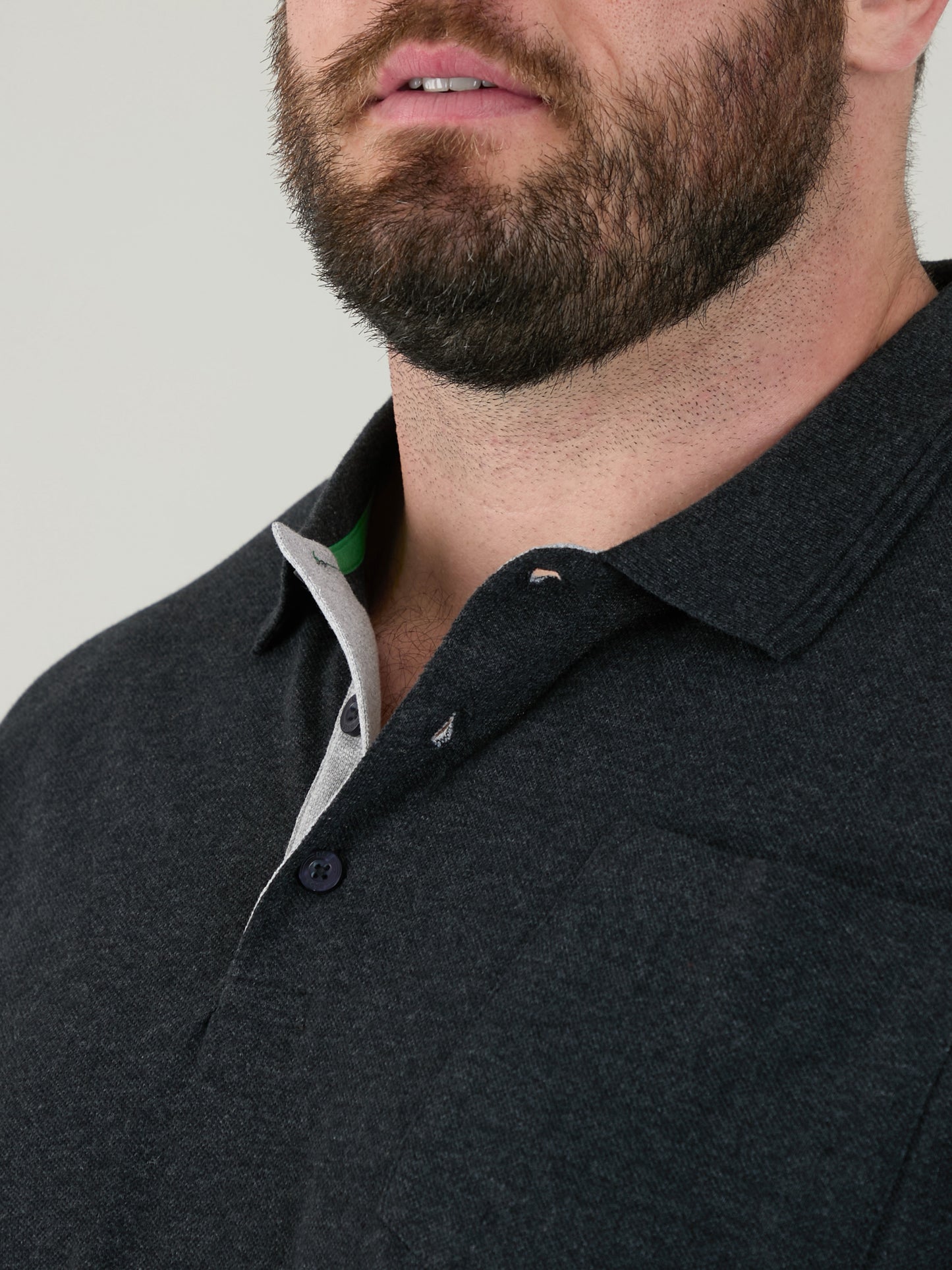 GRANT -D555 Charcoal Combed Pique Polo Shirt with Pocket