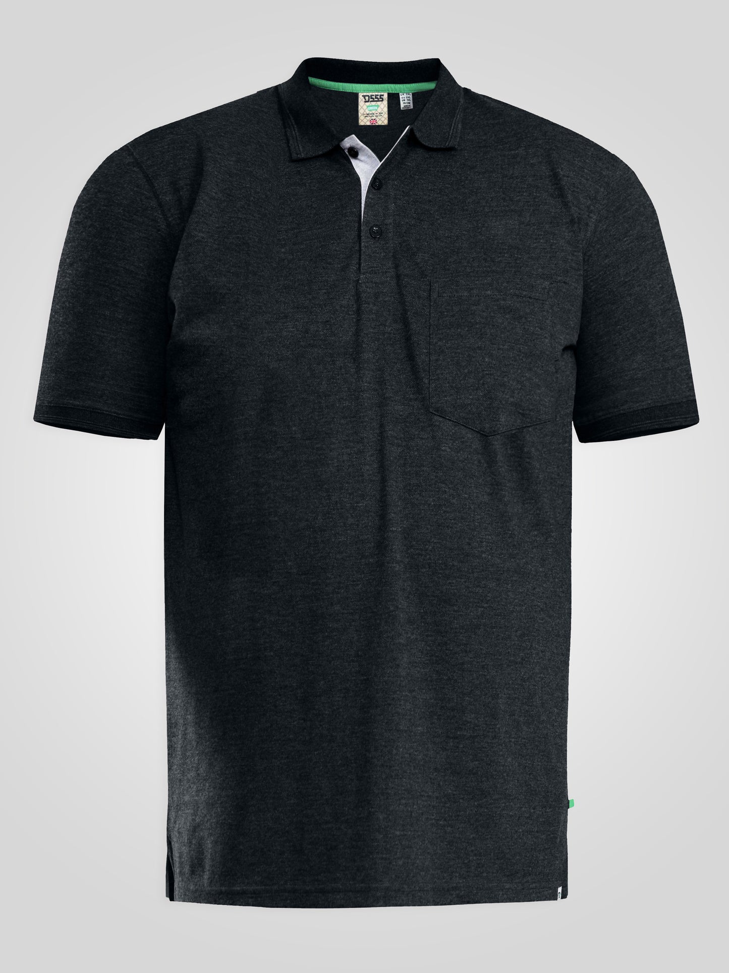 GRANT -D555 Charcoal Combed Pique Polo Shirt with Pocket