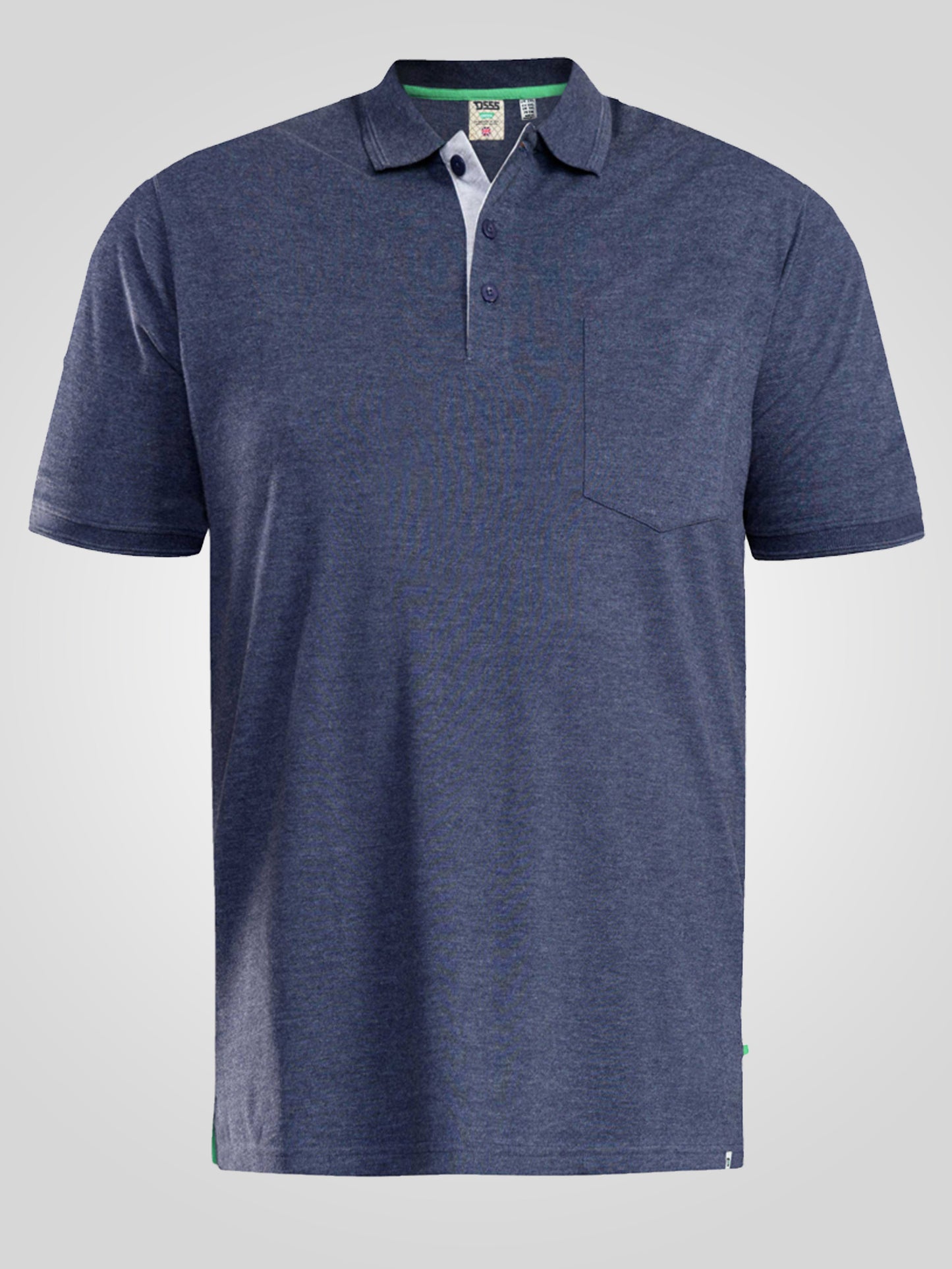 GRANT -D555 Denim Blue Combed Pique Polo Shirt with Pocket