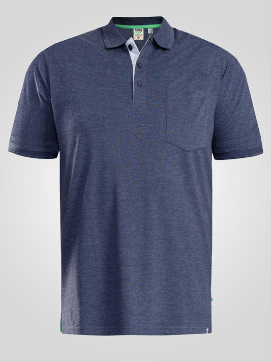 GRANT -D555 Denim Blue Combed Pique Polo Shirt with Pocket