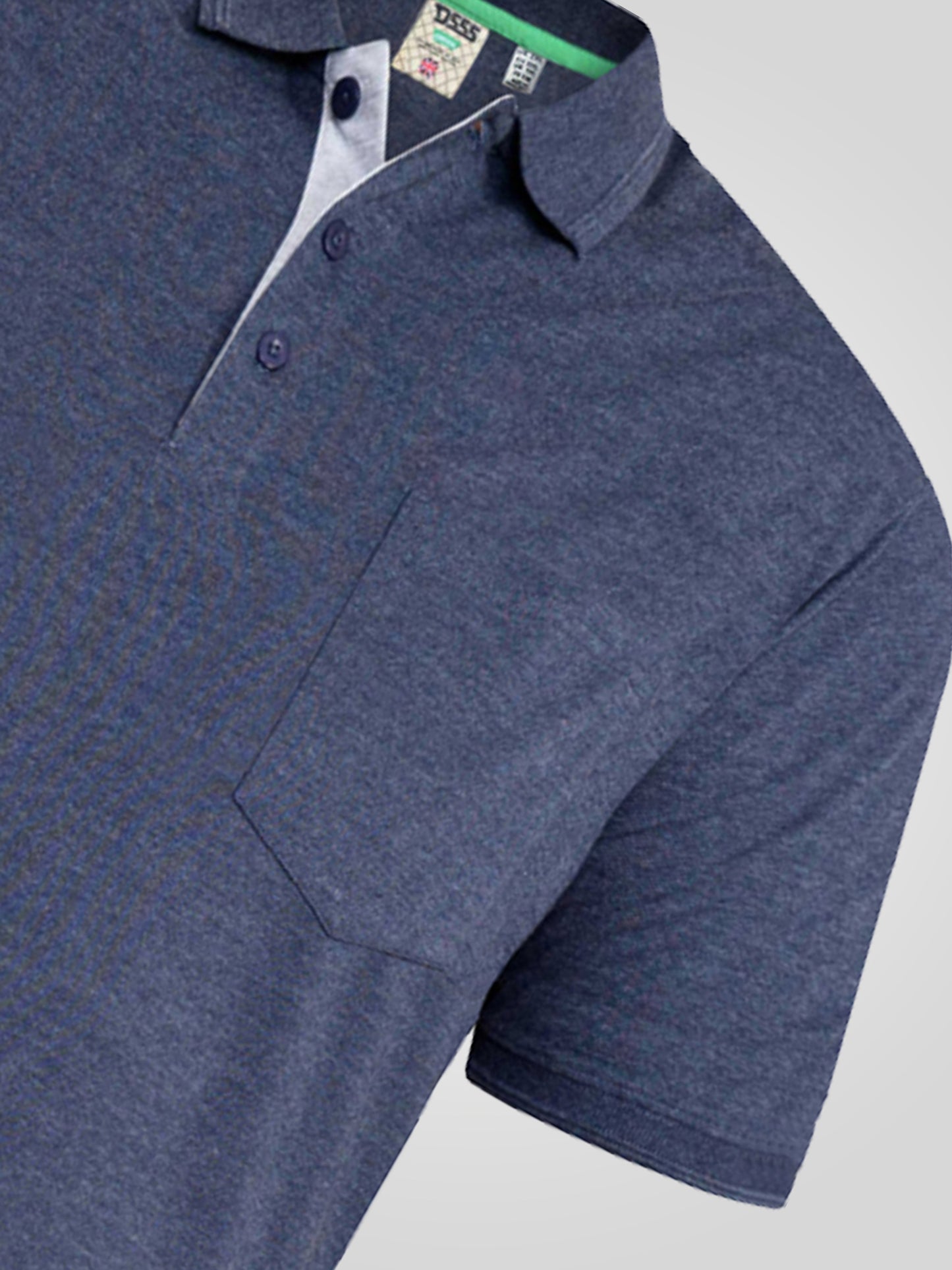 GRANT -D555 Denim Blue Combed Pique Polo Shirt with Pocket