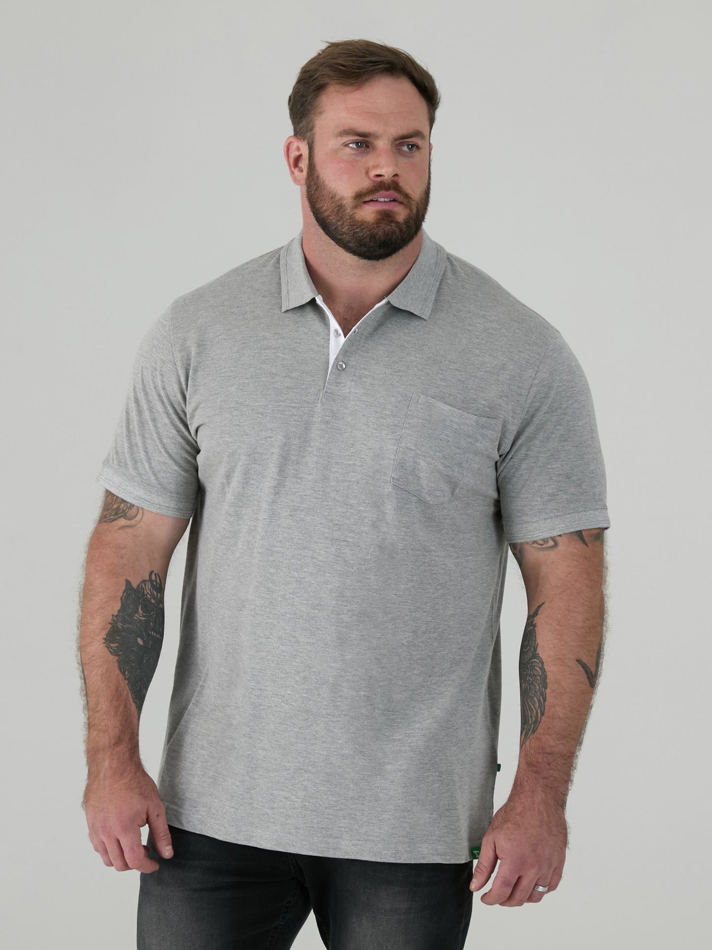 GRANT -D555 Grey Combed Pique Polo Shirt with Pocket