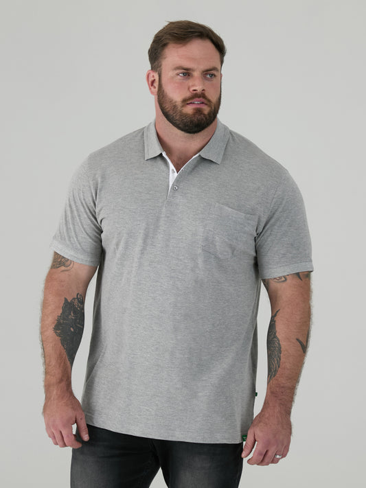 GRANT -D555 Grey Combed Pique Polo Shirt with Pocket