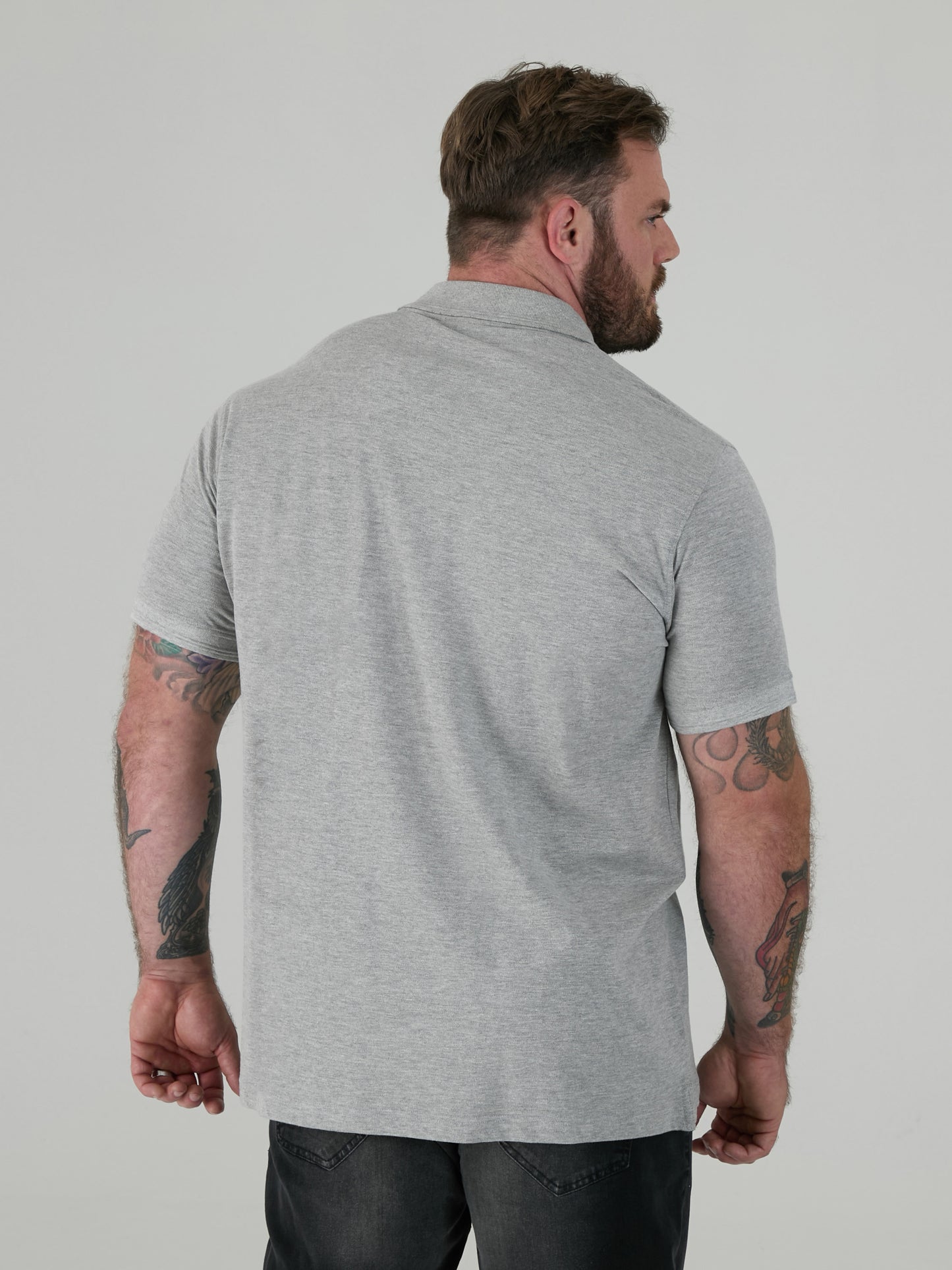 GRANT -D555 Grey Combed Pique Polo Shirt with Pocket
