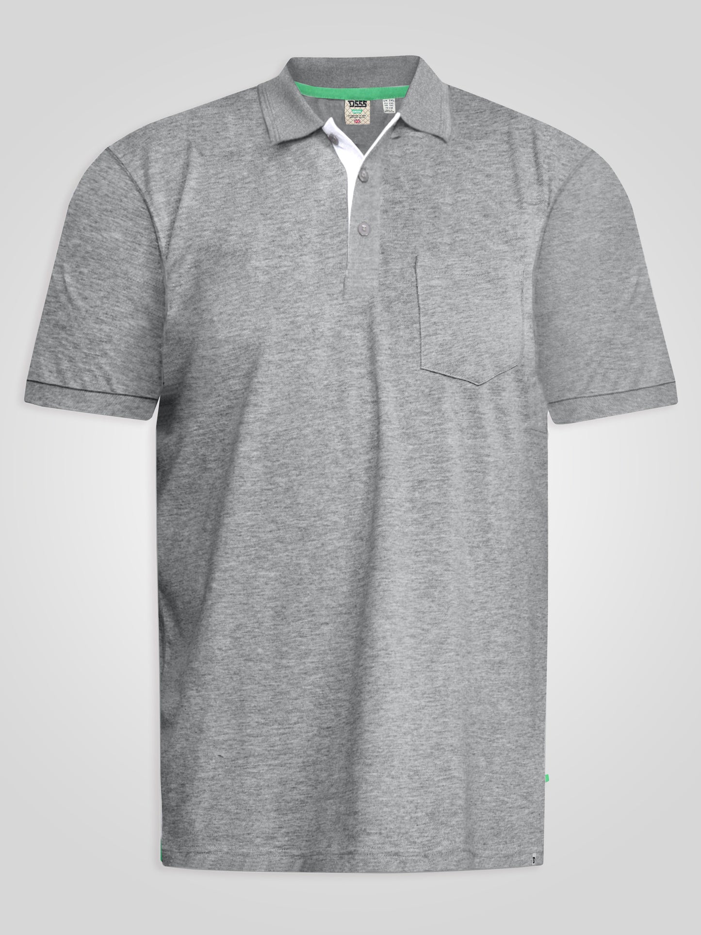 GRANT -D555 Grey Combed Pique Polo Shirt with Pocket